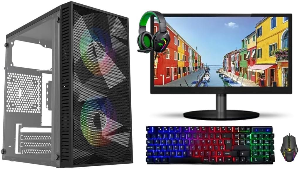 PC Gamer Intel i5 3470 com teclado, mouse e headset