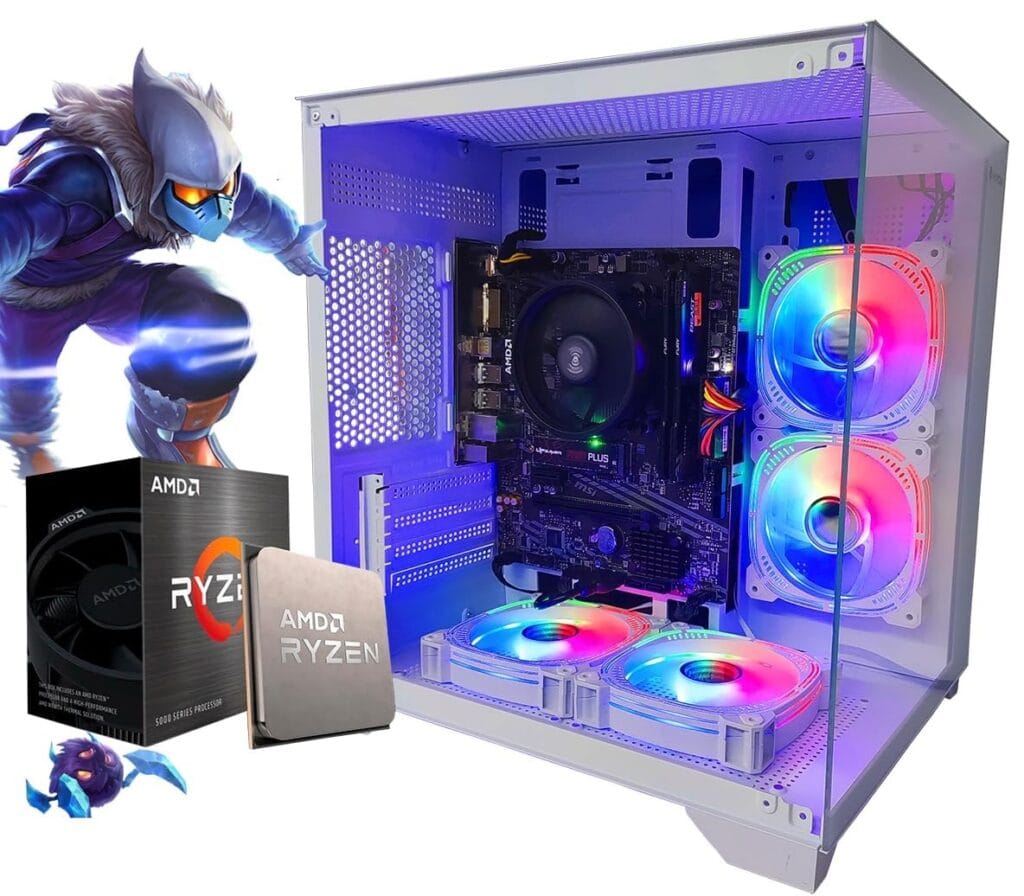 Pc Gamer Ryzen 5 5600 Gt, 16 Gb Ddr4 com aquário branco