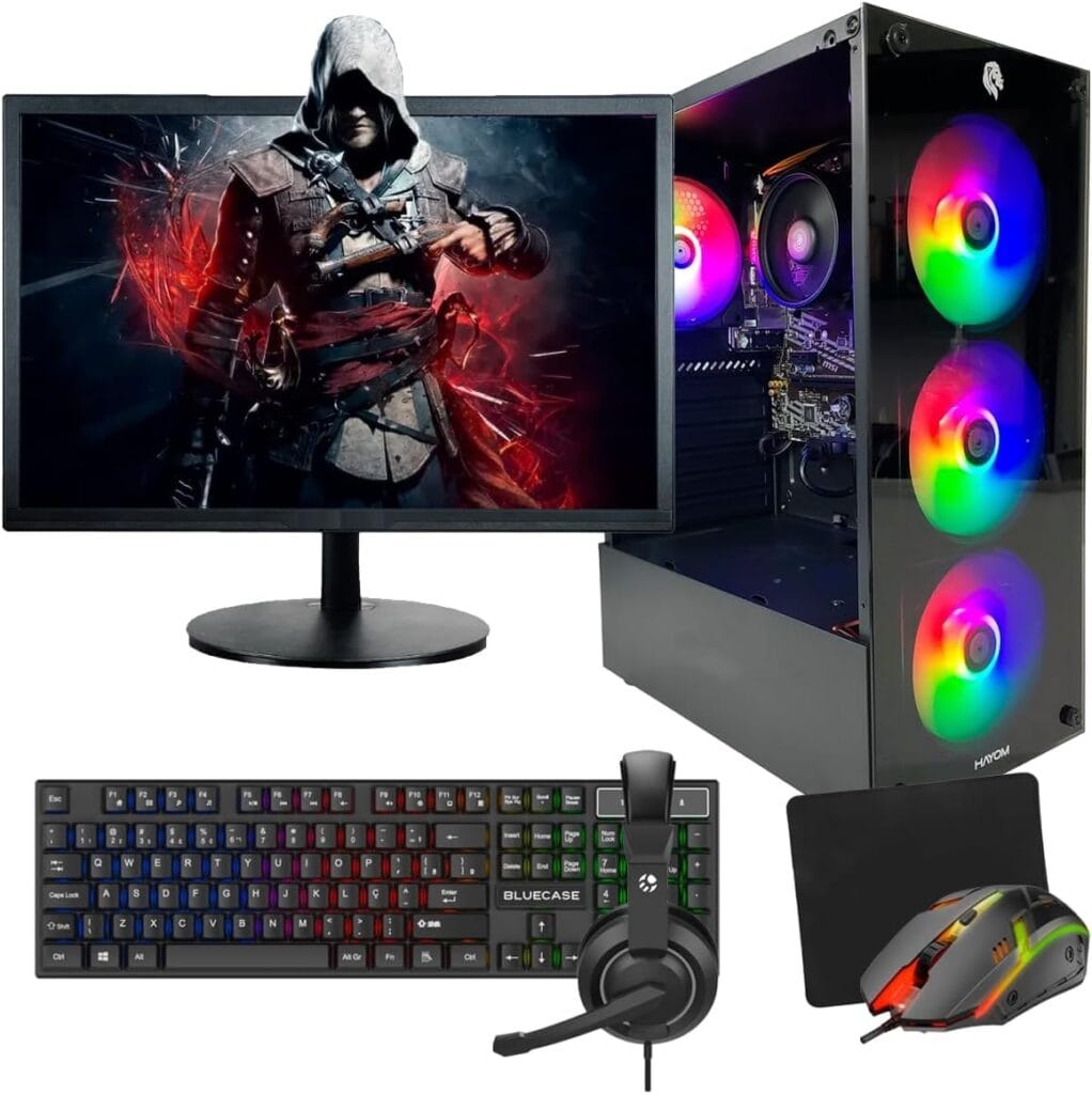 Pc Gamer Ryzen 5 5600gt, 16gb Ddr4, Ssd Sata 480gb, Fonte 500w + Kit Gamer 4 Em 1 + Monitor 19
